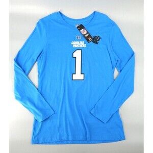 Cam Newton Carolina Panthers NFL Majestic Shirt Womens XL Blue Long Sleeve Tee